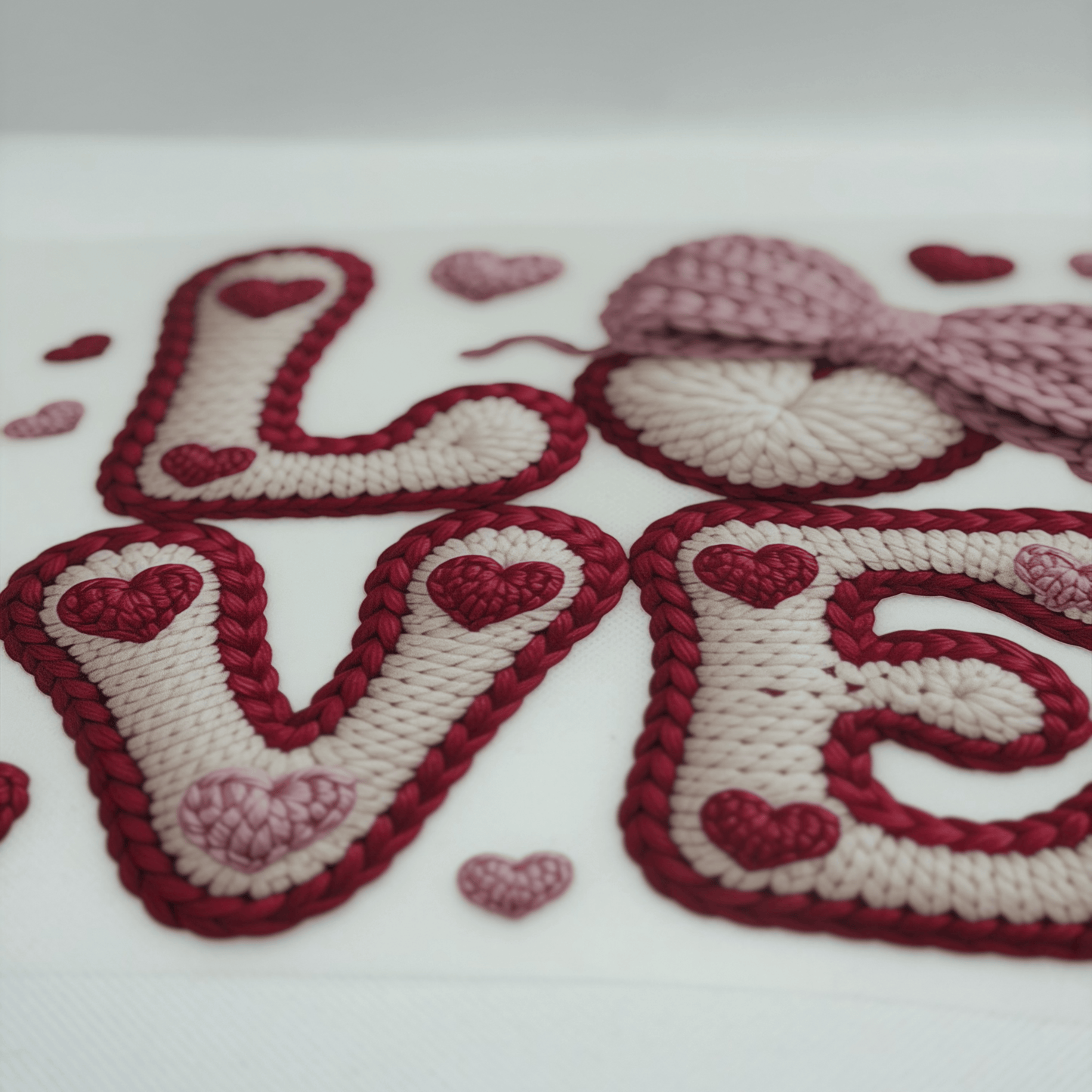 Gestrickte Liebe Schleife DTF Transfer | PRNT&mehr