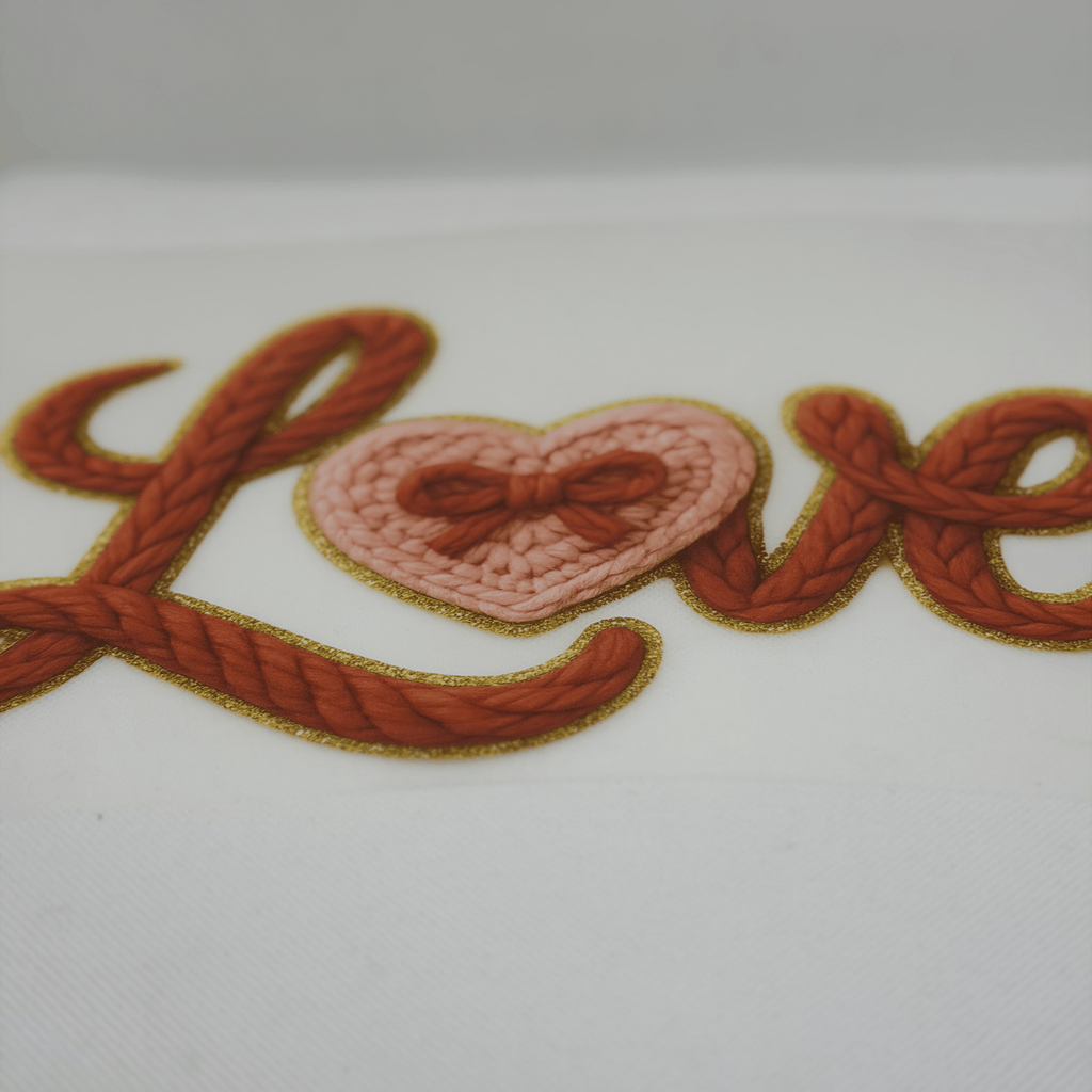 Faux Yarn Liebe DTF Transfer – Bunt | PRNT&more