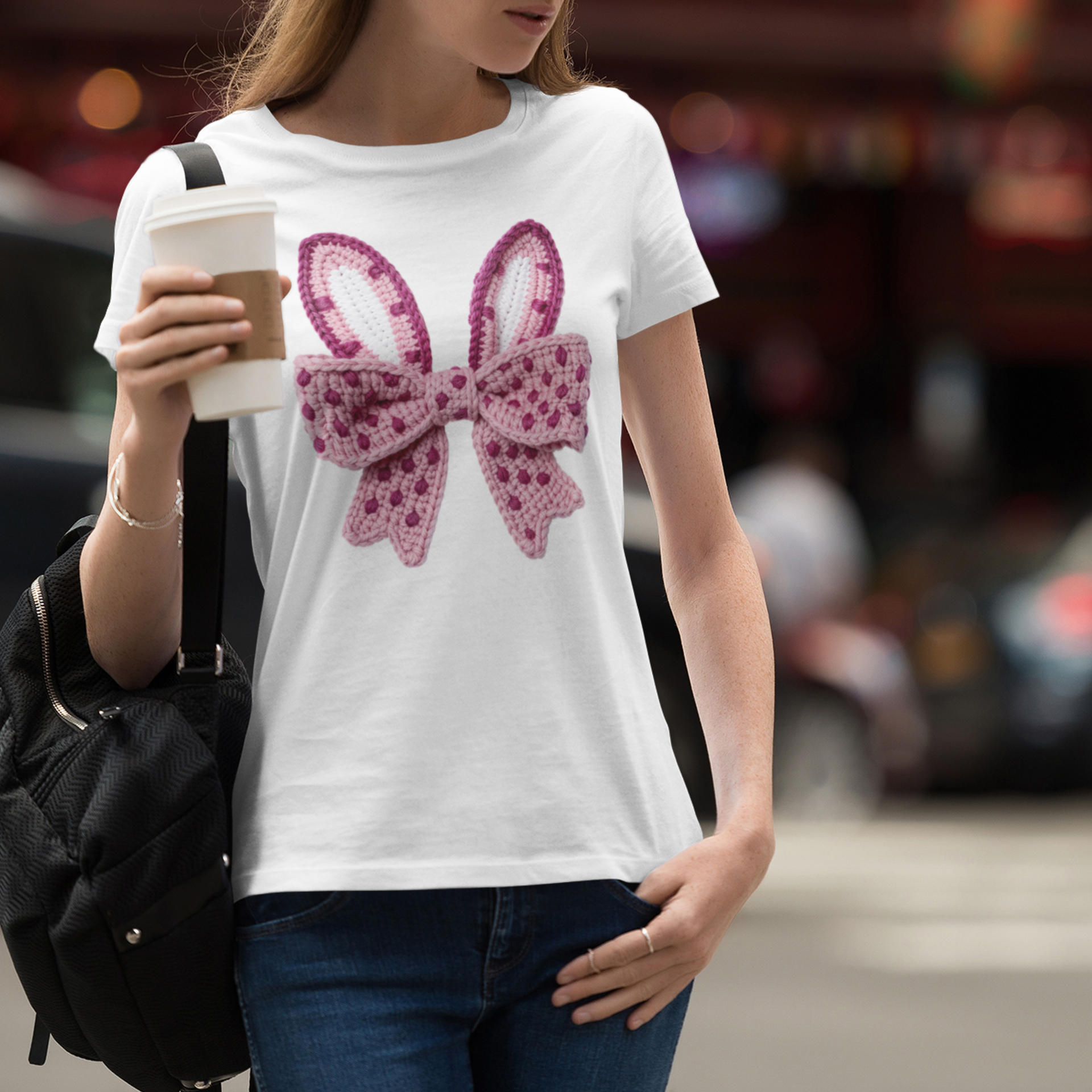 Yarn Crochet Osterhase Schleife DTF Transfer | PRNT&more