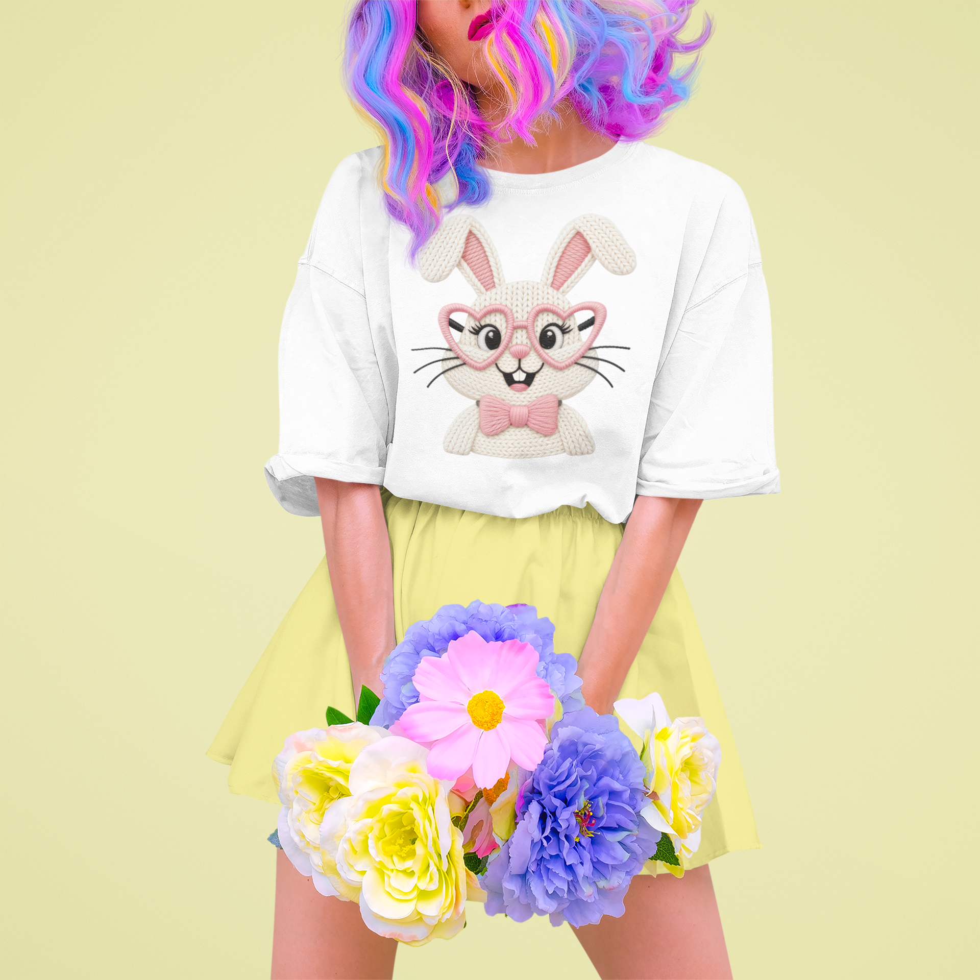 Witziger Häkel Osterhase DTF Transfer | PRNT&more