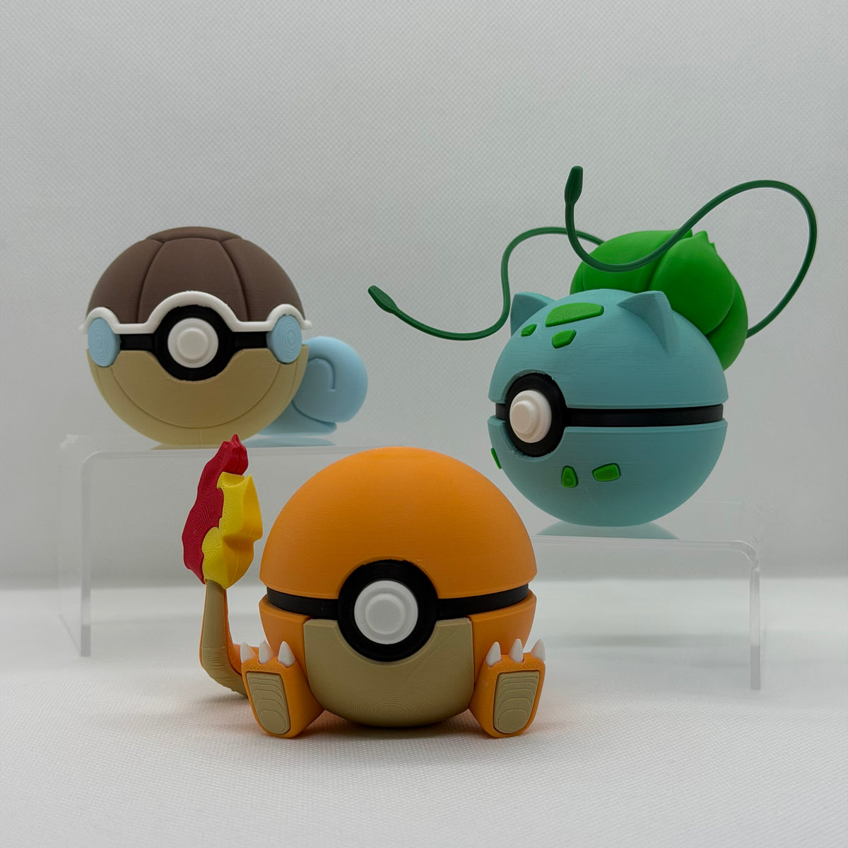 Kanto Starter Bundle – Charmander, Squirtle & Bulbasaur 3D Pokéball Clicker Set | PRNT&more