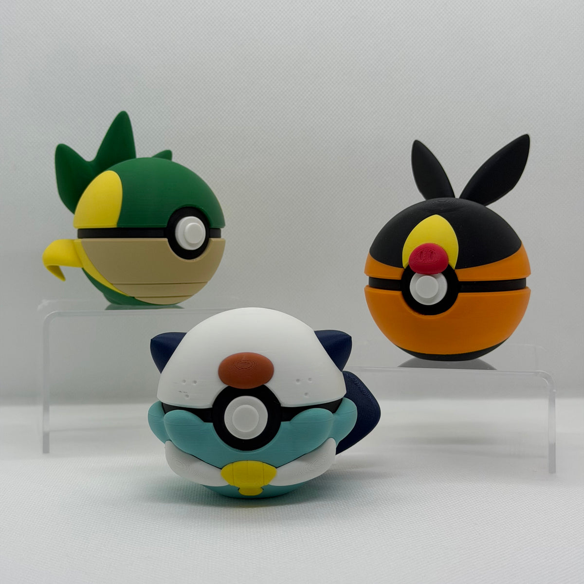 Unova Starter Bundle – Oshawott, Snivy & Tepig 3D Pokéball Clicker Set | PRNT&more