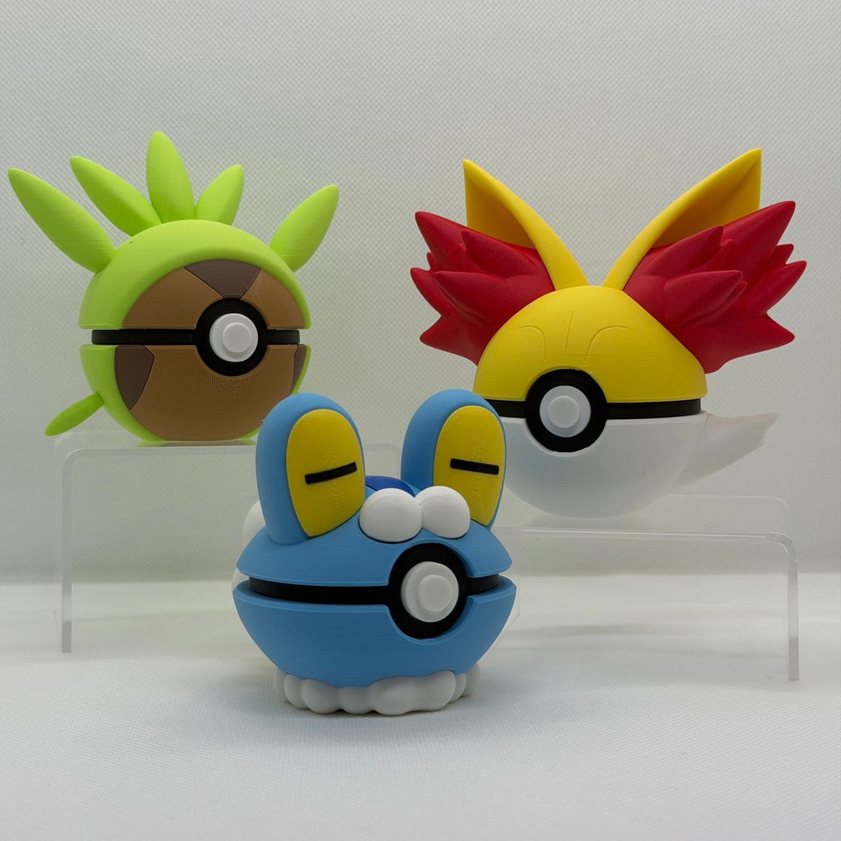Kalos Starter Bundle – Chespin, Fennekin & Froakie 3D Pokéball Clicker Set | PRNT&more