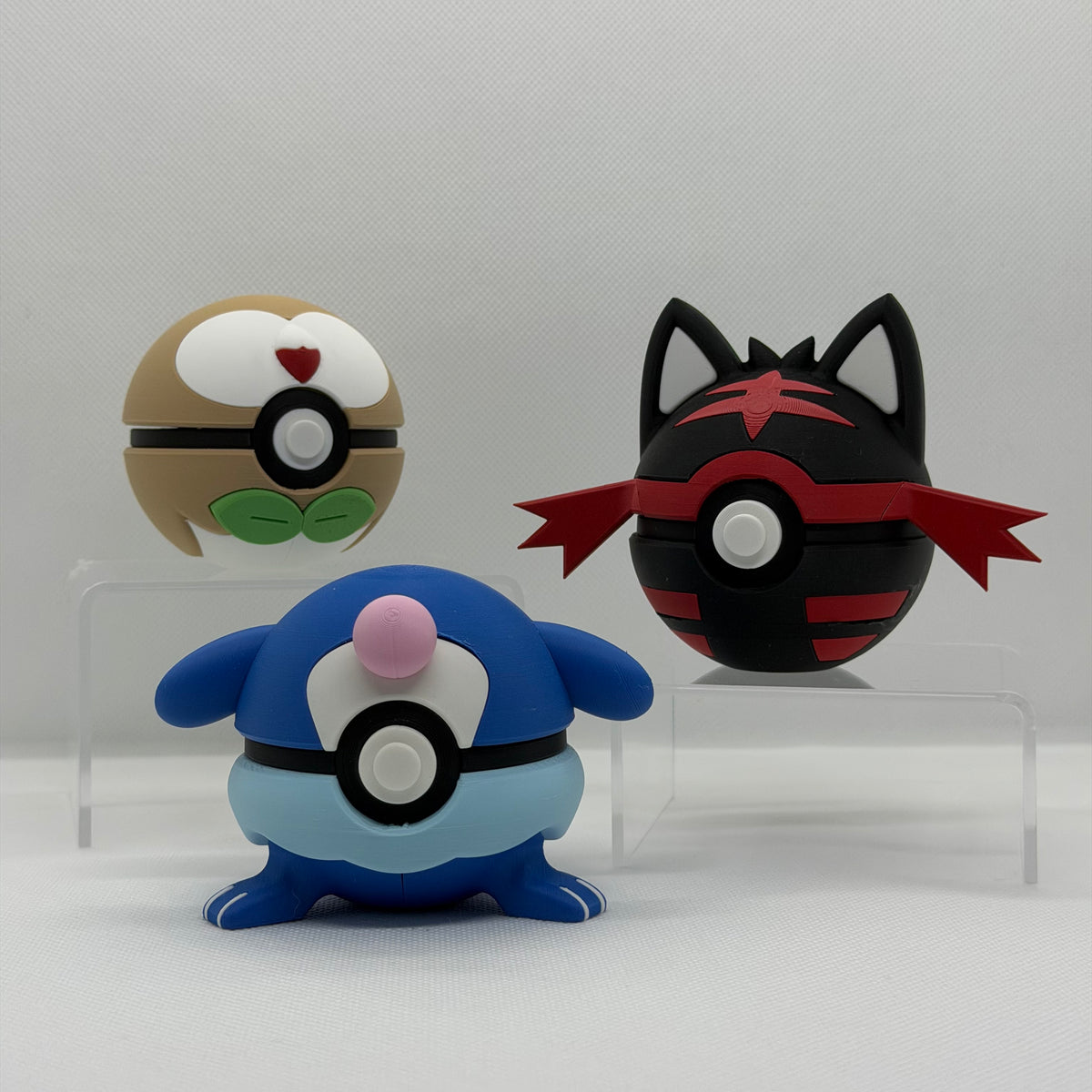 Alola Starter Bundle – Litten, Popplio & Rowlet 3D Pokéball Clicker Set | PRNT&more