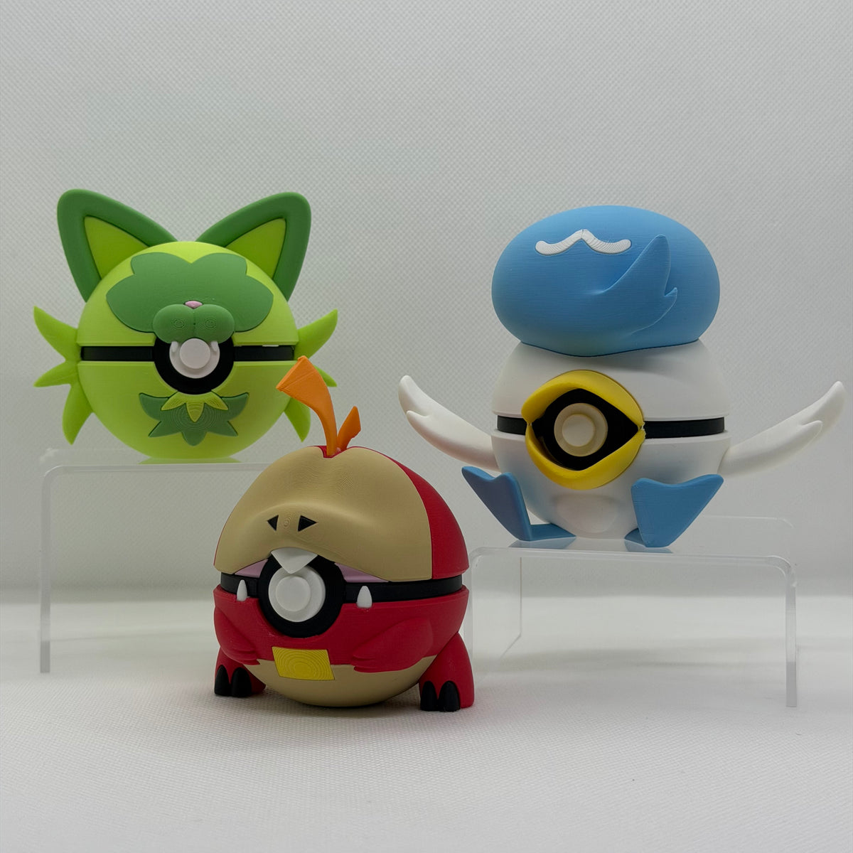Paldea Starter Bundle – Fuecoco, Quaxly & Sprigatito 3D Pokéball Clicker Set | PRNT&more