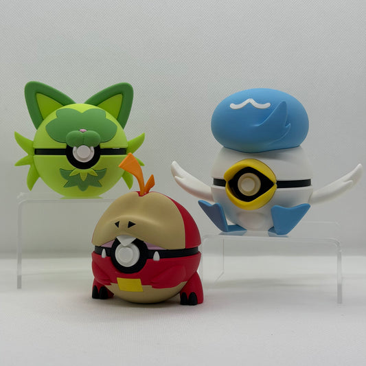 Paldea Starter Bundle – Fuecoco, Quaxly & Sprigatito 3D Pokéball Clicker Set | PRNT&more