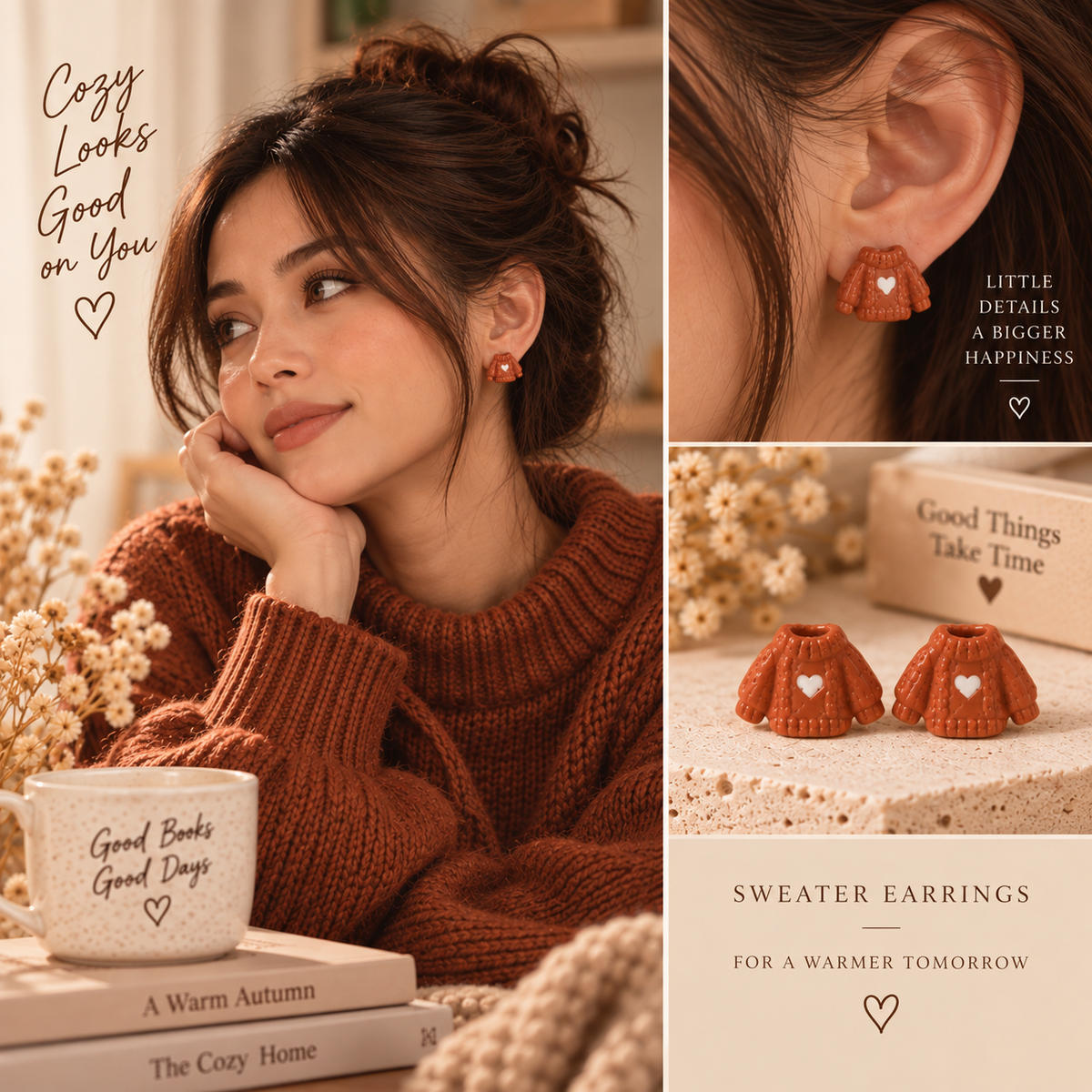 Cozy Sweater Ohrstecker Schweiz | 3D gedruckte Pullover Ohrstecker | PRNT&more